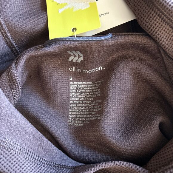 Heavy Waffle HOODED Sweatshirt All in Motion 2 pocket BROWN Thumbholes Sz Small - Picture 12 of 13